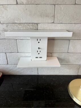 Sharper Image White Floating Shelf with Dual USB and Outlet